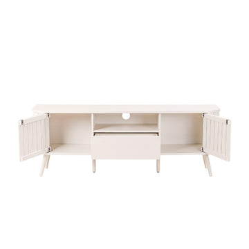 Damien 70 in. Farmhouse Curved TV Stand with Drawer and Storage Doors Fits TVs up to 75 in. with Cable Management